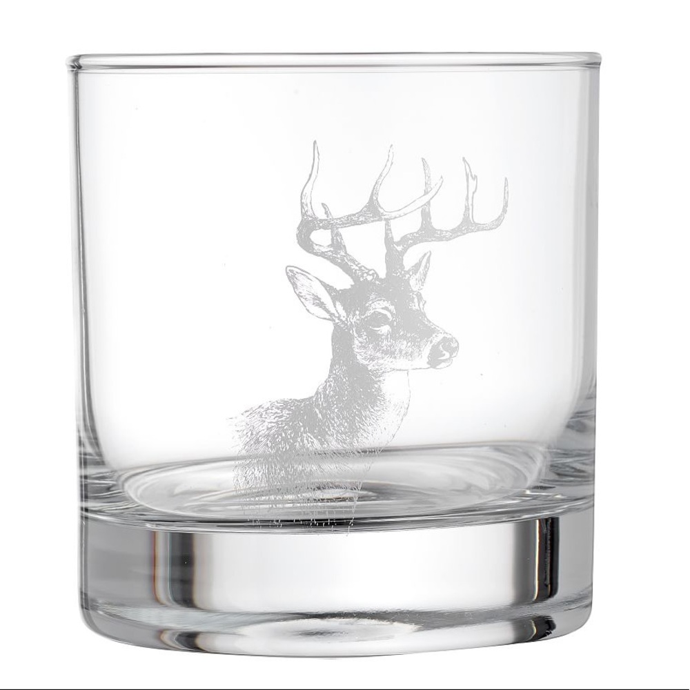 Pottery Barn Wilderness Cabin Stag Double Old Fashioned Glasses - Set Of 4 - Picture 5 of 16
